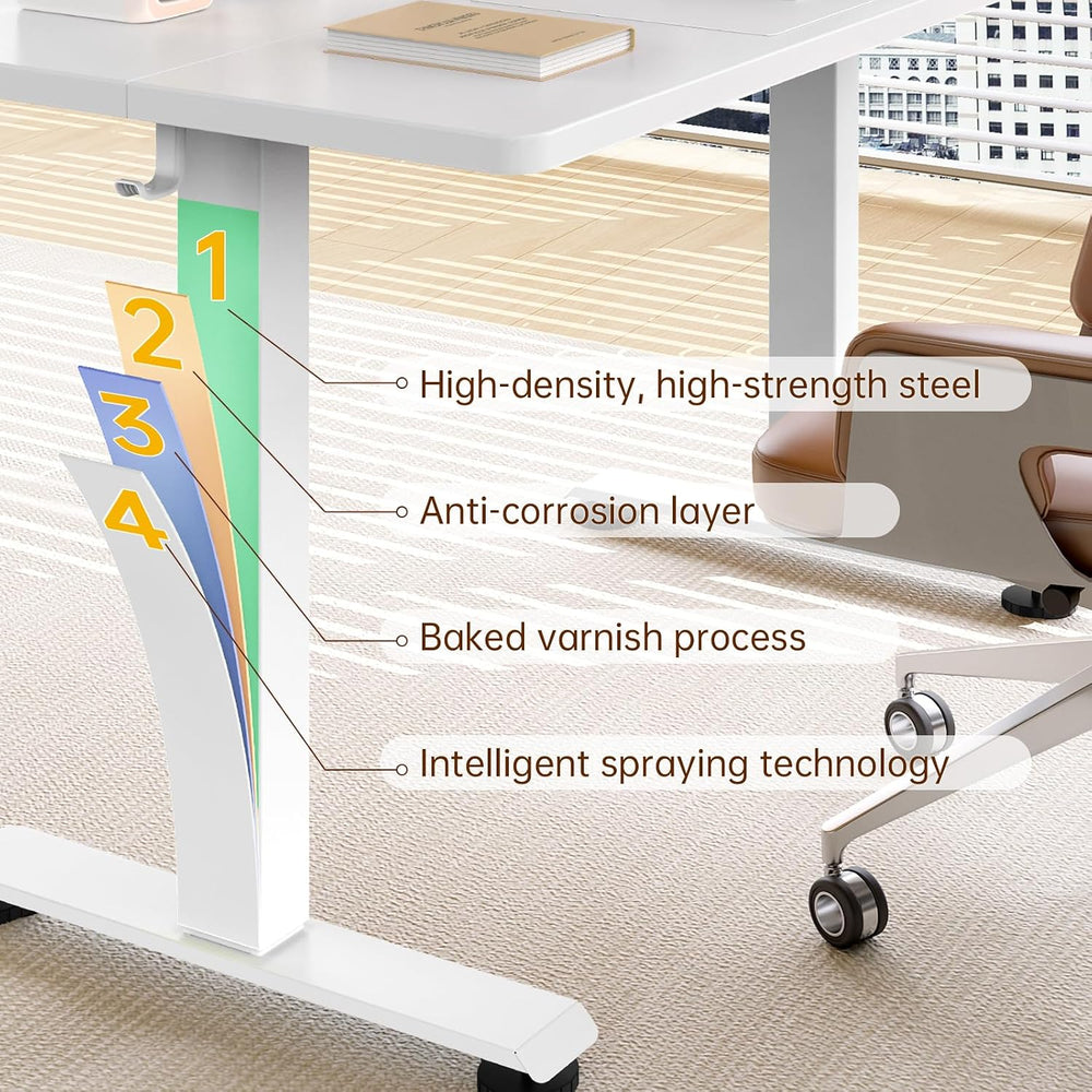 Veken 47.2 Inch Large Electric Standing Desk, Gaming Table, White