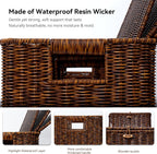 Nonam Wicker Storage Basket with Lid, Large Shelf Baskets for Boho Decor, Plastic Basket, Lidded Home Storage Bins - Stackable Containers Boxes for Organizing - Brown