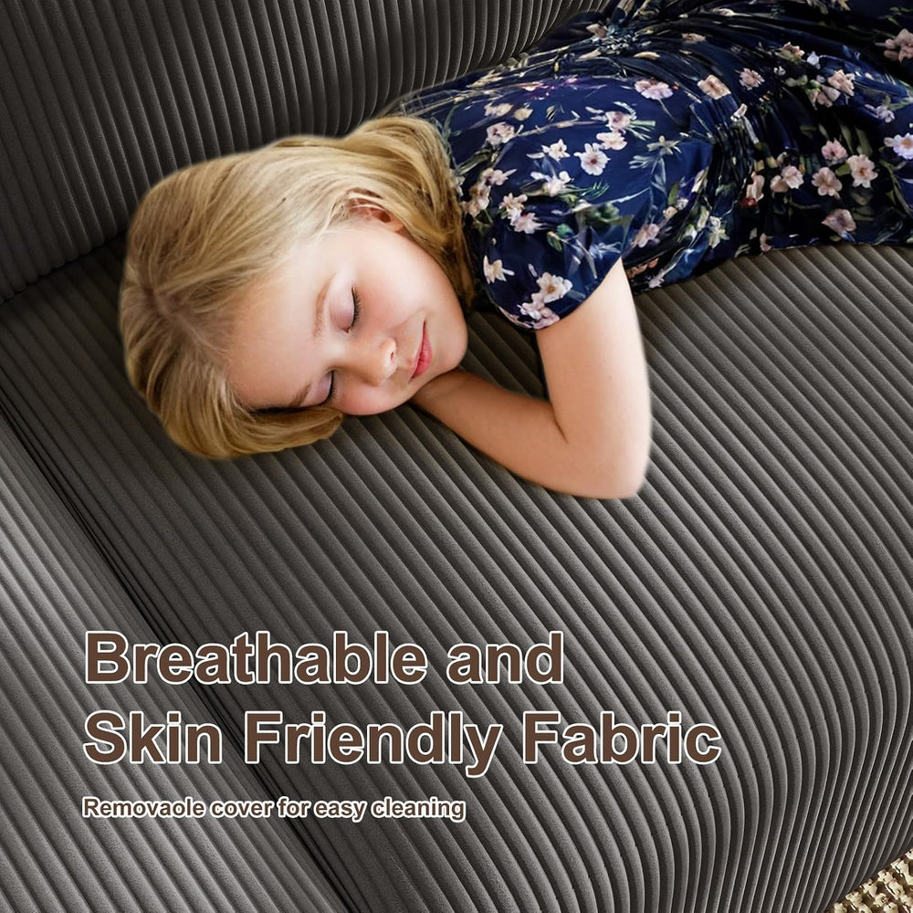 2 Square Cloud Footstool for Living Room, No Assembly Modular Corduroy Conver...