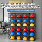 Stackable Safety Helmet Storage Boxes, Large Adjustable Hard Hat Placement Organizer Rack,with Wheels,for Construction Site/Garage/Workshop/Factory Helmet Display Shelf (Black, 24 Grids-3 * 8)