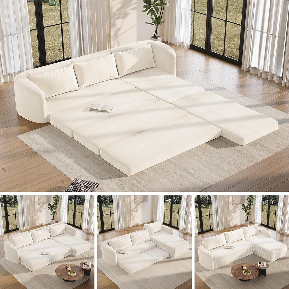 Vesgantti 6 in 1 Convertible Folding Sleeper Sofa Bed, No Assembly, Beige | 1...