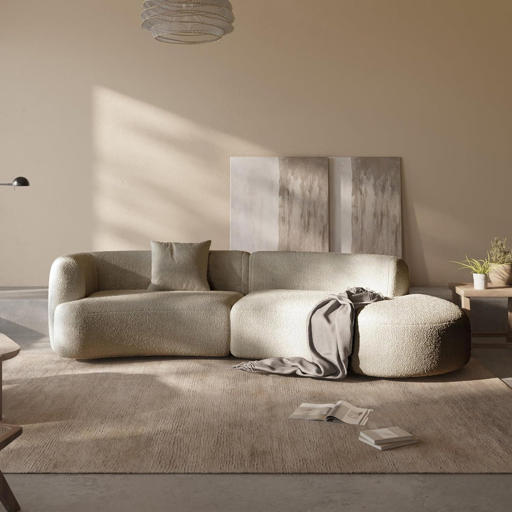 Acanva Modern Curved Sectional Living Room Couch, Minimalist Comfy Boucle Fab...