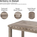 Morden Fort Dining Table Set for 6, Farmhouse Wooden Table & Upholstered Bench & 4 Dining Chairs, Kitchen Dining Set with Nailhead Accents, Rectangular Table Sets for 6 for Kitchen/Dining Room