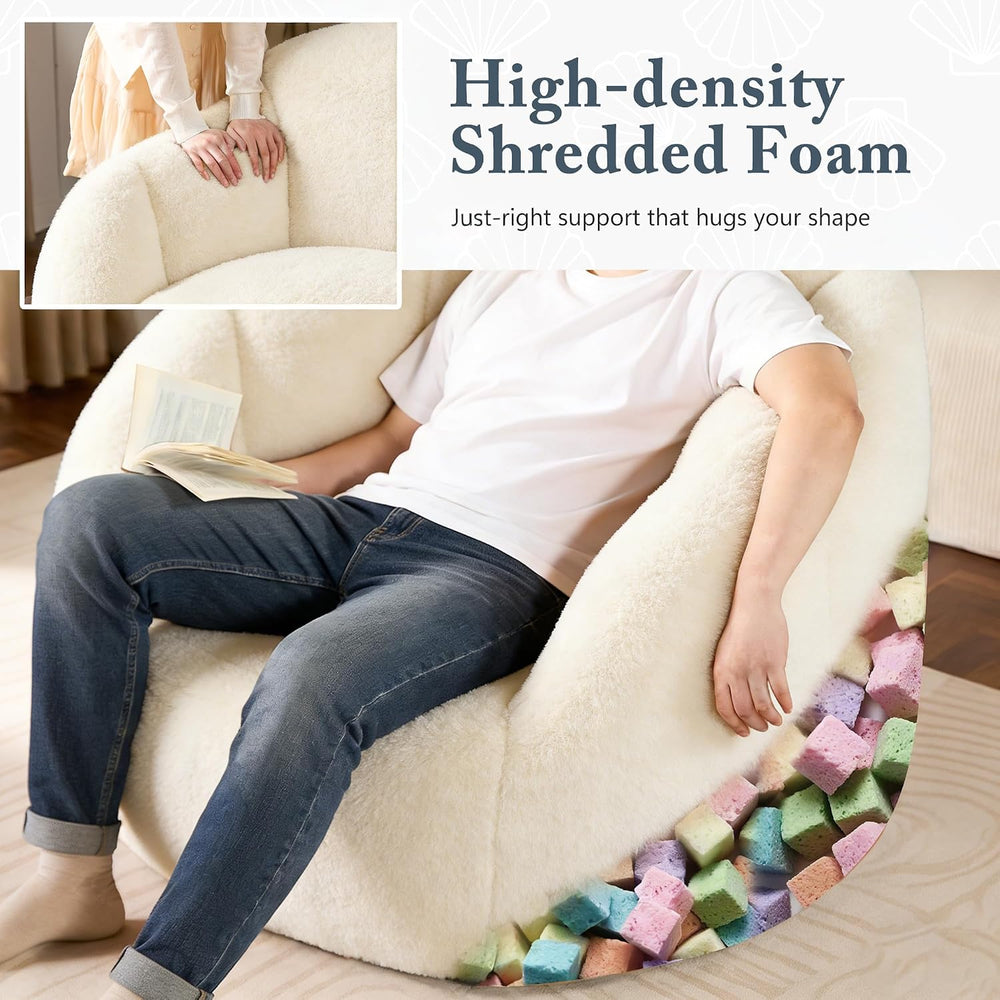 Oversized Bean Bag Chair with Footstool for Adults, Giant Fuzzy Accent Readin...