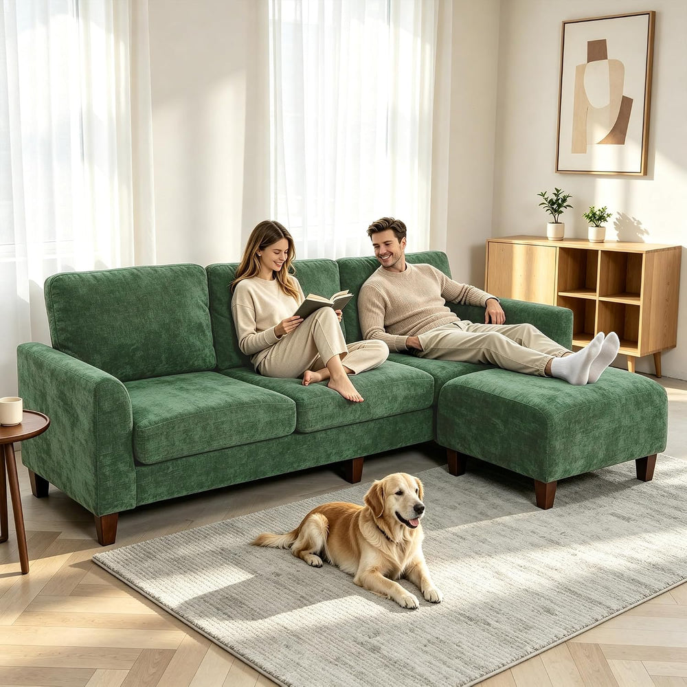 L Shaped Sectional Couch for Living Room, Modular Small Sofa with Ottoman | 9...