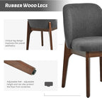 VKNOW Wooden Dining Chairs Set of 2, Upholstered Dining Room Chairs with Rubberwood Legs and Padded Seats, Kitchen Chairs for Restaurant Kitchen Living Room, Dark Grey