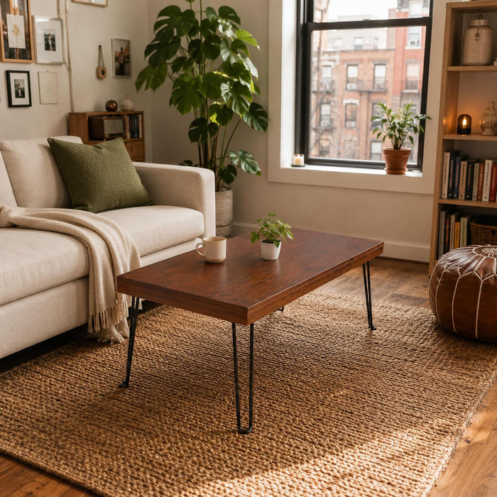 Sleekform Folding Wood Coffee Table, 20 x 40 Inch - Walnut