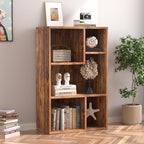 VECELO 5 Cube Modern Bookcases, 3 Tier Bookshelves, 31 Inch High Cubby Storage Organizer, Shelf Hight Up to 12.8 Inches Suit for Most Books, Vertical or Horizontal Use Available,Rustic Brown