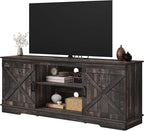 DWVO Farmhouse TV Stands for Living Room, Entertainment Center with Storage, TV Stand for 65 Inch TV with Double Barn Doors & Storage Cabinets, Rustic TV Cabinet Media Console, Dark Oak