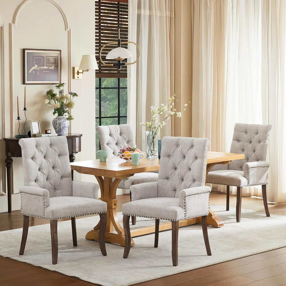 SoarFlash Chenille Dining Chairs Set of 4, Tall Back Side Chair，Modern Uphols...