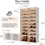 Foldable Shoe Rack Organizer for Entryway with Clear Magnetic Doors - Large Capacity Shoe Cabinet for Boots, Sneakers & All Shoes, Easy Assembly, White 9-Tier 36 Pairs