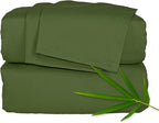 Queen Sheets by Pure Bamboo, Genuine 100% Organic Viscose Derived from Bamboo Bed Sheet Set, Luxuriously Soft & Cooling, Double Stitching, Lifetime Quality Promise (Queen, Pesto)