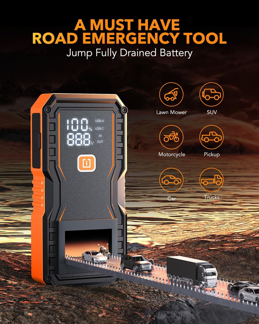 OXILAM Jump Starter 6000A for All Gas/12L Diesel, Car Battery Jumper Starter ...