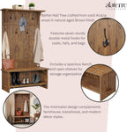 Alaterre Bethel Rustic Solid Wood Entryway Hall Tree with Bench, Natural | 70” Modern Farmhouse Entryway Organizer with Shoe Storage Bench and Coat Hooks, Natural Aged Brown, for Jackets, Shoes & Bags