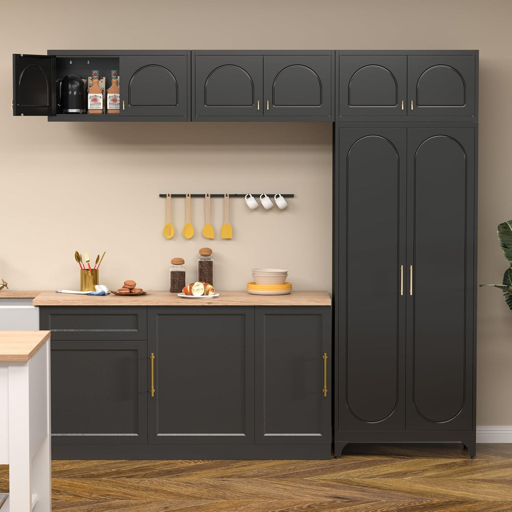 Polup 90" Tall Metal Kitchen Pantry Storage Cabinet with Doors and Shelves
