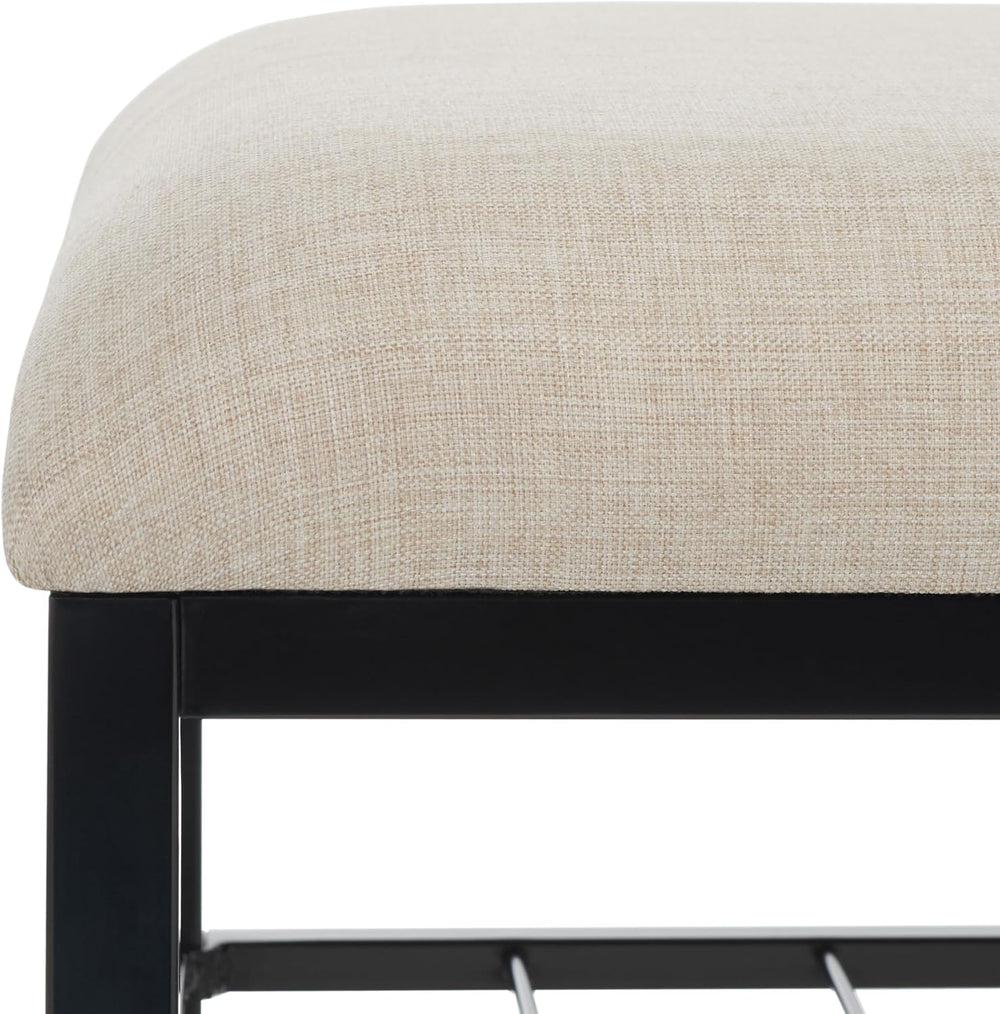 SAFAVIEH Home Collection Milligan Cream/Black Open Shelf Bench with Cushion