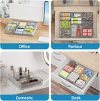 Marbrasse Desk Drawer Organizer, Metal Mesh Drawer Organizer Tray with 5 Adjustable Compartments,Desk Organizers and Accessories for Home,Office,Kitchen,Makeup,Vanity (Silver)