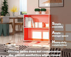 32-Inch 2-Tier Metal Bookcase, Open Shelf Storage Organizer for Living Room, Bedroom, Side Table or Nightstand Use, Modern DIY Assembly, Orange