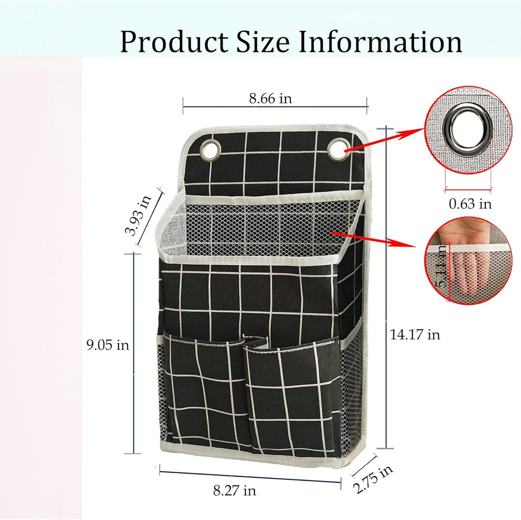 Hanging Basket for Organizing, Wall Organizer with Pockets and Over The Door Organizer，Can for Home, Closet, Office and Camper (Black Grid2)
