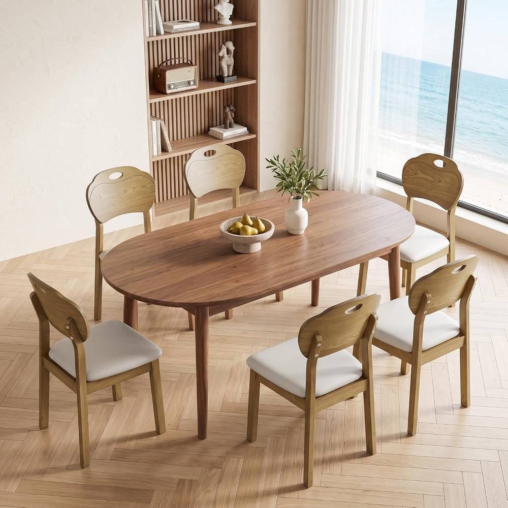 Dining Chairs Set of 6, Modern Upholstered Dining Room Chairs with Faux Leath...