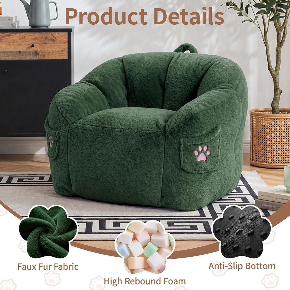Vipbear Cat Paw Bean Bag Chair, Oversized Air-Cushion Sofa Chair Green | 39&q...