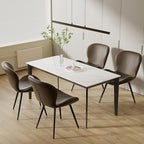 Nalupatio Dining Chairs Set of 2, Modern Dining Room Chairs Comfy Backrest Thick Upholstered Kitchen Chairs 19IN Height with Metal Legs Coffee（Pu Leather）