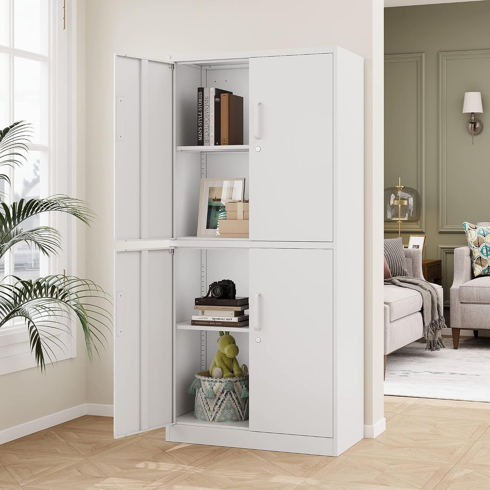 STANI Metal Storage Cabinet, Locking Steel Cabinet With 4 Doors and 2 Adjusta...