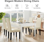 LSSPAID Dining Chairs Set of 4, Fabric Upholstered Dining Room Parson Chair with Nailhead Trim and Solid Wood Legs for Home and Kitchen, Beige