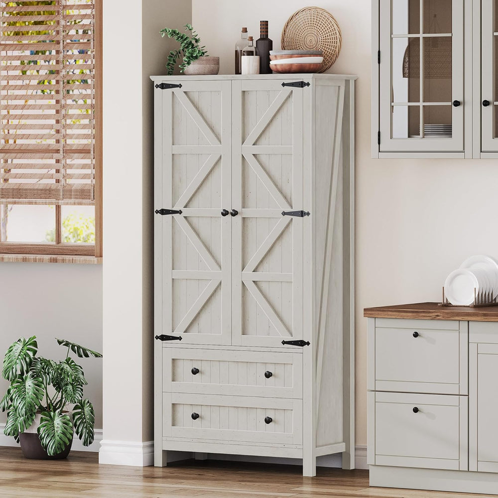 YITAHOME 64.5" Tall Kitchen Pantry Cabinet, Farmhouse Pantry Storage Cab...