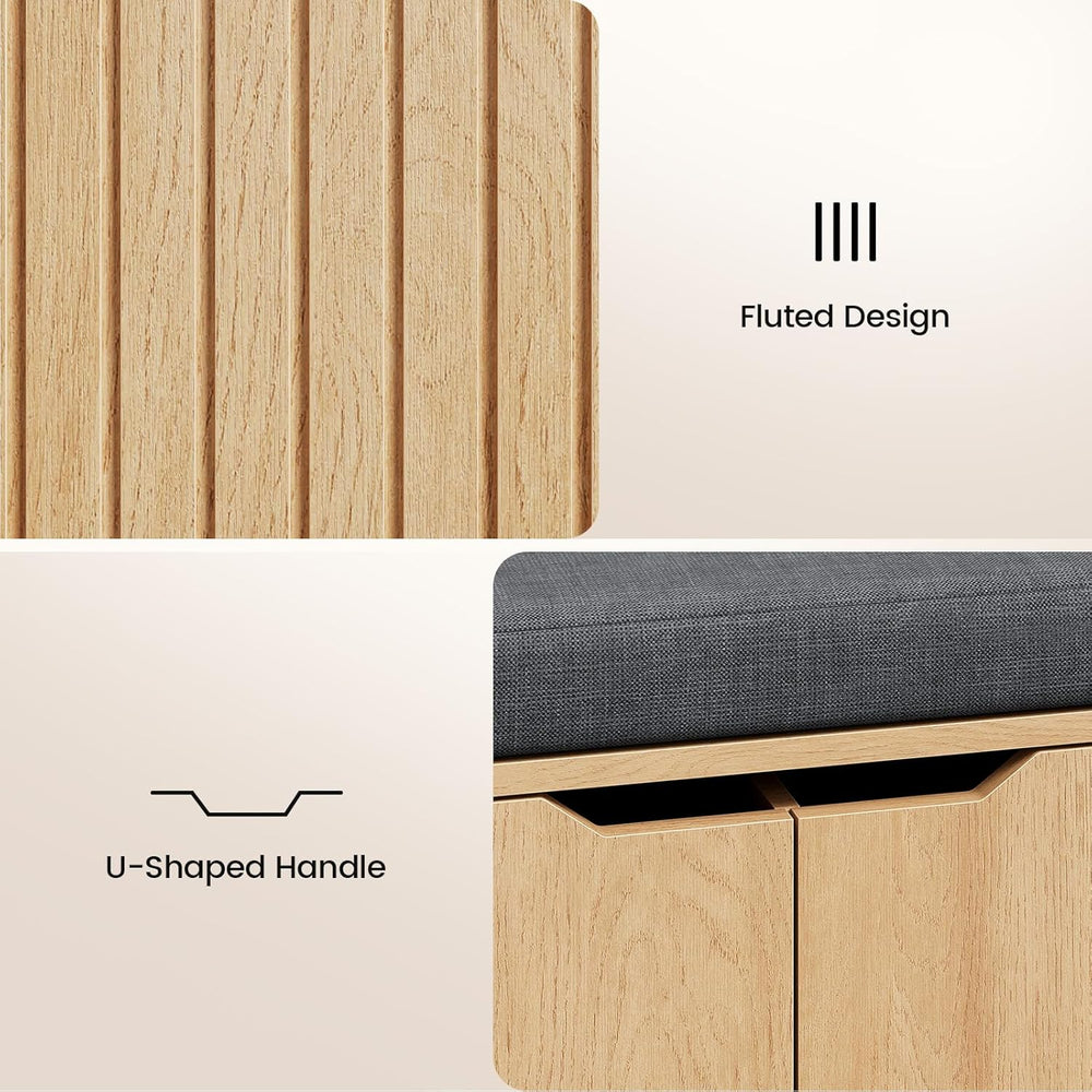 59" Storage Bench with Drawer, 2-Tier Shoe Bench with Doors, Long Entryw...