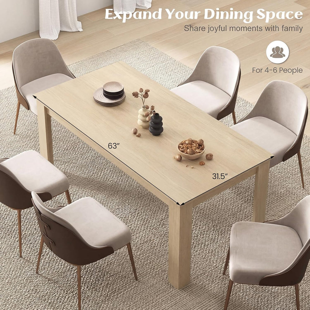 Giantex Dining Table for 4-6, 63" L Large Farmhouse Kitchen Table, Woode...