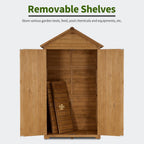 MCombo Outdoor Storage Cabinet with 2 Shelves, Outside Storage Shed with Floor, Wooden Garden Tool Shed with Latch for Yard Deck Lawn, 1000