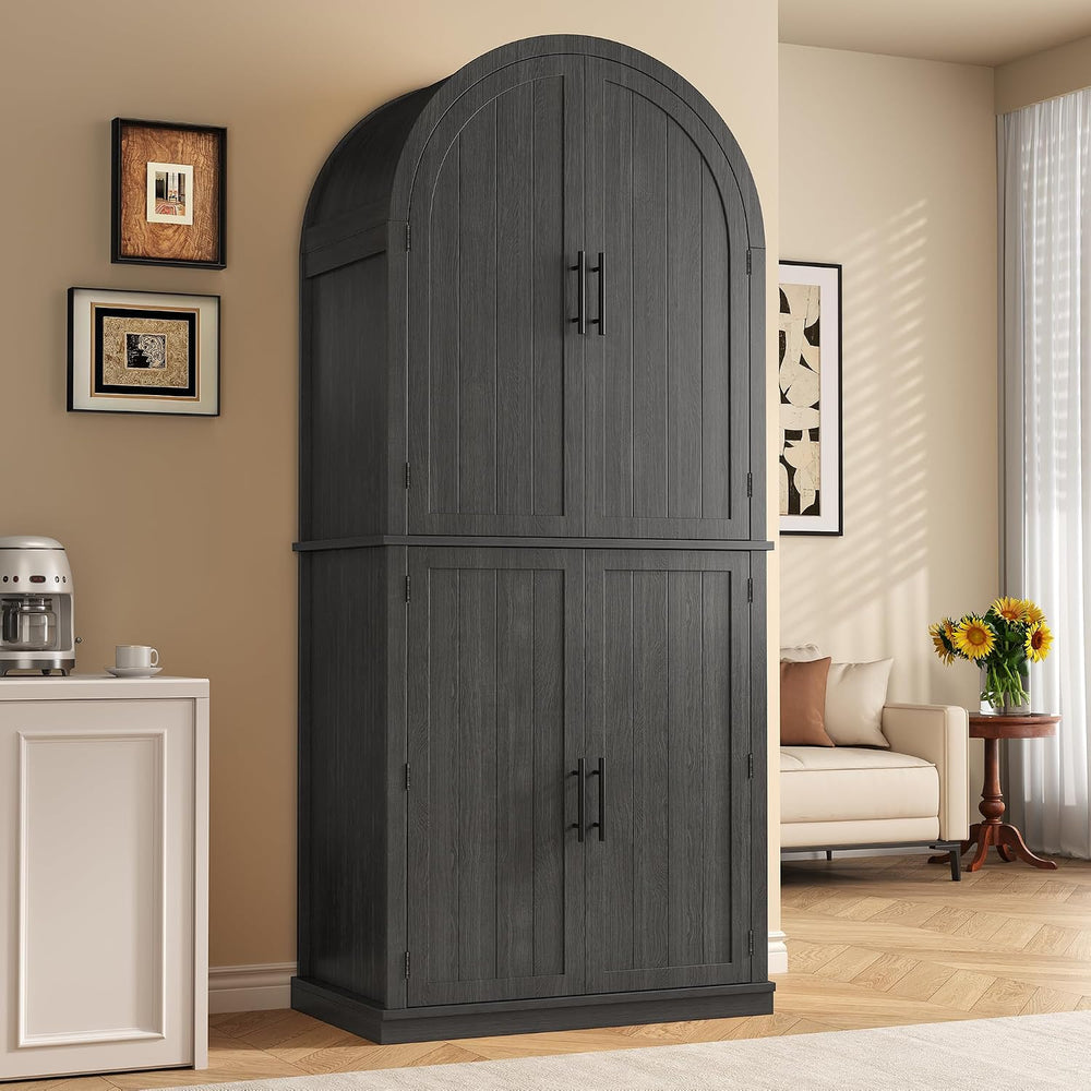 iPormis 71" Tall Arched Cabinet with Doors, Farmhouse Kitchen Pantry wit...