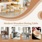 COSTWAY Dining Table, 48” Wooden Rectangular Kitchen Table with Solid Rubber Wood Legs, Spacious Tabletop for Kitchen, Dining Room, Restaurant