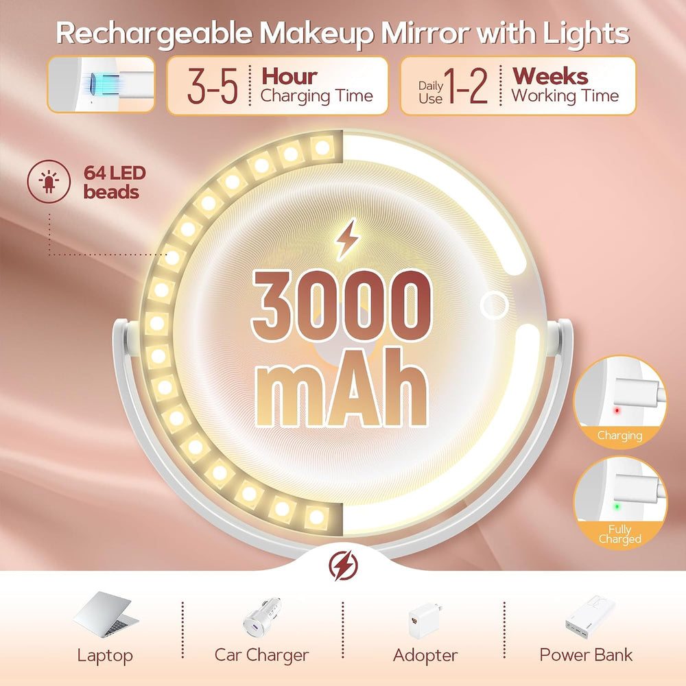 B Beauty Planet Makeup Mirror, Double-Sided Lighted Magnifying Mirror 30X