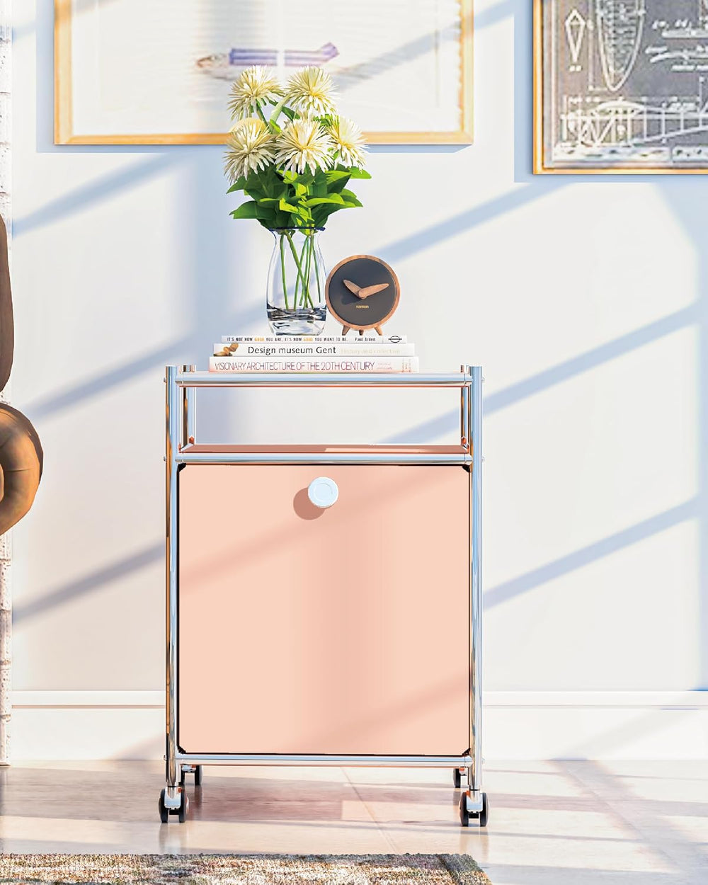 Matte Storage Cart with Flap Door, Large Capacity Storage Cart with Detachabl...