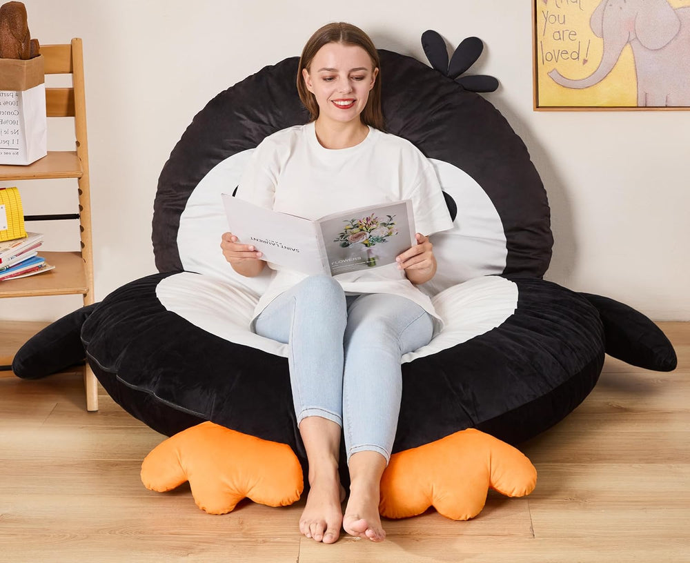 Hobestluk Bean Bag Chairs for Adults Bean Bag Cute Floor Cushions Black | Lar...