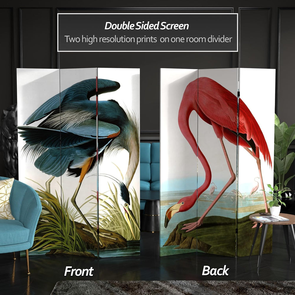 Red Lantern 6 ft. Tall Double Sided Audubon Heron & Flamingo Canvas Room ...