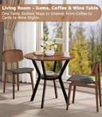 31.5" Round Dining Table for 2-4, Farmhouse Small Kitchen Table with Storage, Space Saving Circle Table, Rustic Wood Dining Room Tables with Metal Legs for Kitchen, Dining Room, Apartment