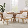 Wooden Dining Chairs Set of 2, Modern Fabric Upholstered Dining Room Chair, Kitchen Side Chairs, Farmhouse Dinner Chair with Open Back for Kitchen, Beige