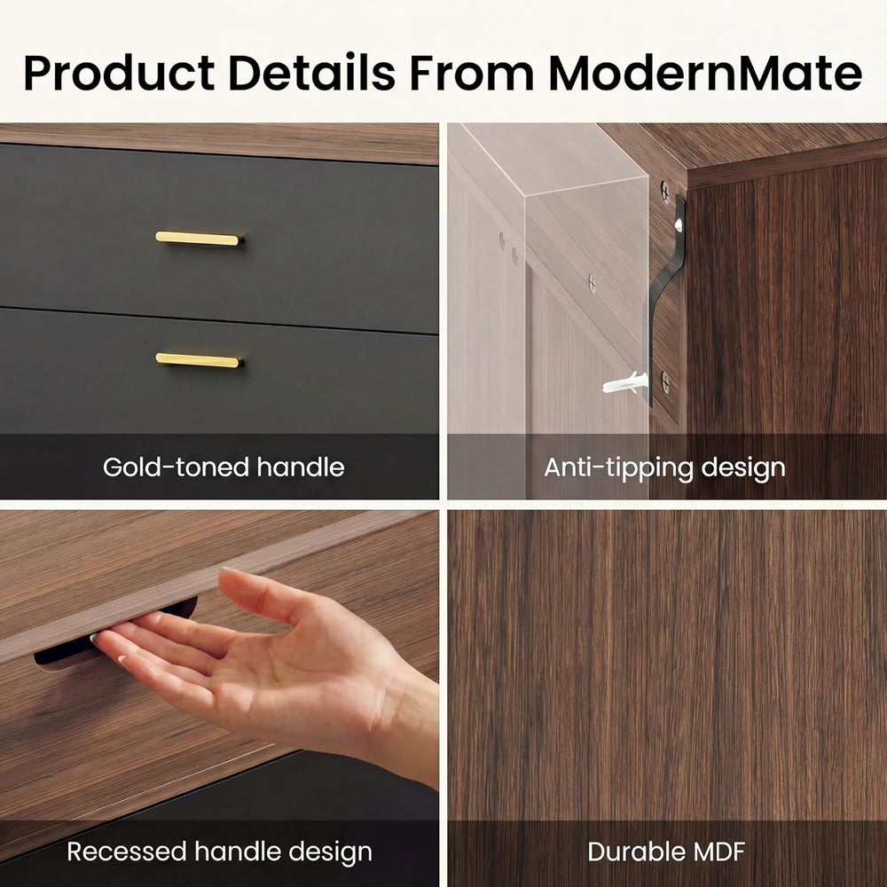 ModernMate Office File Cabinet w/ 2 Drawers, 47.2" Flip - Top Lateral Fi...