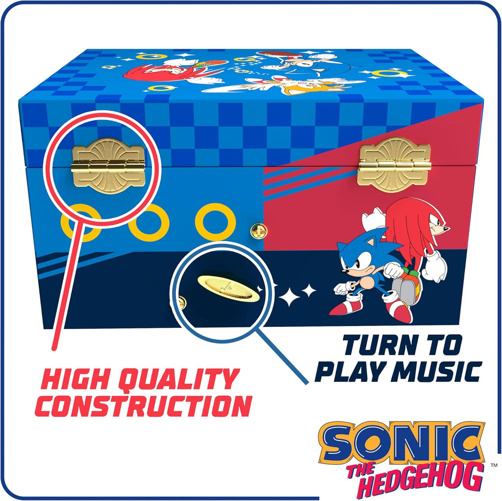 Sonic Musical Jewelry Box for Girls | Jewelry Box with Spinning Sonic Figurine, Sonic Toys for Kids Ages 3-5