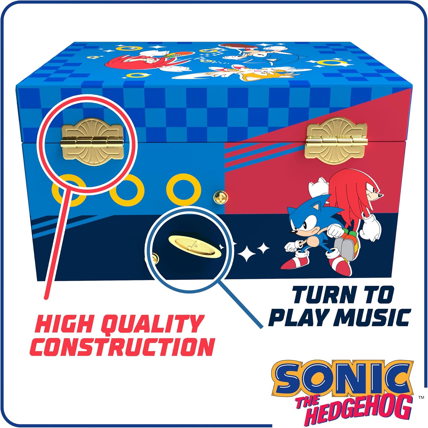 Sonic Musical Jewelry Box for Girls | Jewelry Box with Spinning Sonic Figurine, Sonic Toys for Kids Ages 3-5