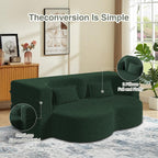 78" Convertible Folding Sofa Bed, 2-in-1 Full Size Floor Boneless Couch Bed, Loveseat sleeper Couch , Teddy Floor Sofa, Memory Foam Sleeper SofaBed, Small couches for small spaces, No Assembly (Green)