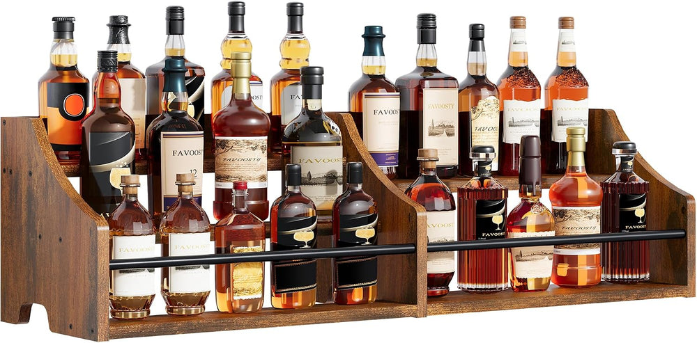 FAVOOSTY 5 Tier Countertop Liquor Bottle Display Shelf Organizer, Retro Table...