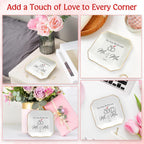 OASSIE Christmas Wedding Gifts for Couples 2025 - Mr and Mrs Gifts 4"x4" Ceramic Jewelry Dish Tray - Bridal Shower Engagement Gifts for Bride Women Newlyweds Marriage Just Married