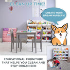 Humble Crew Supersized Toy Storage Organizer with 16 Removable Bins, Grey/White – Large Toy Storage for Toddlers Ideal for Kids' Rooms, Playrooms, and Nurseries - Modern Toy Bins for Kids