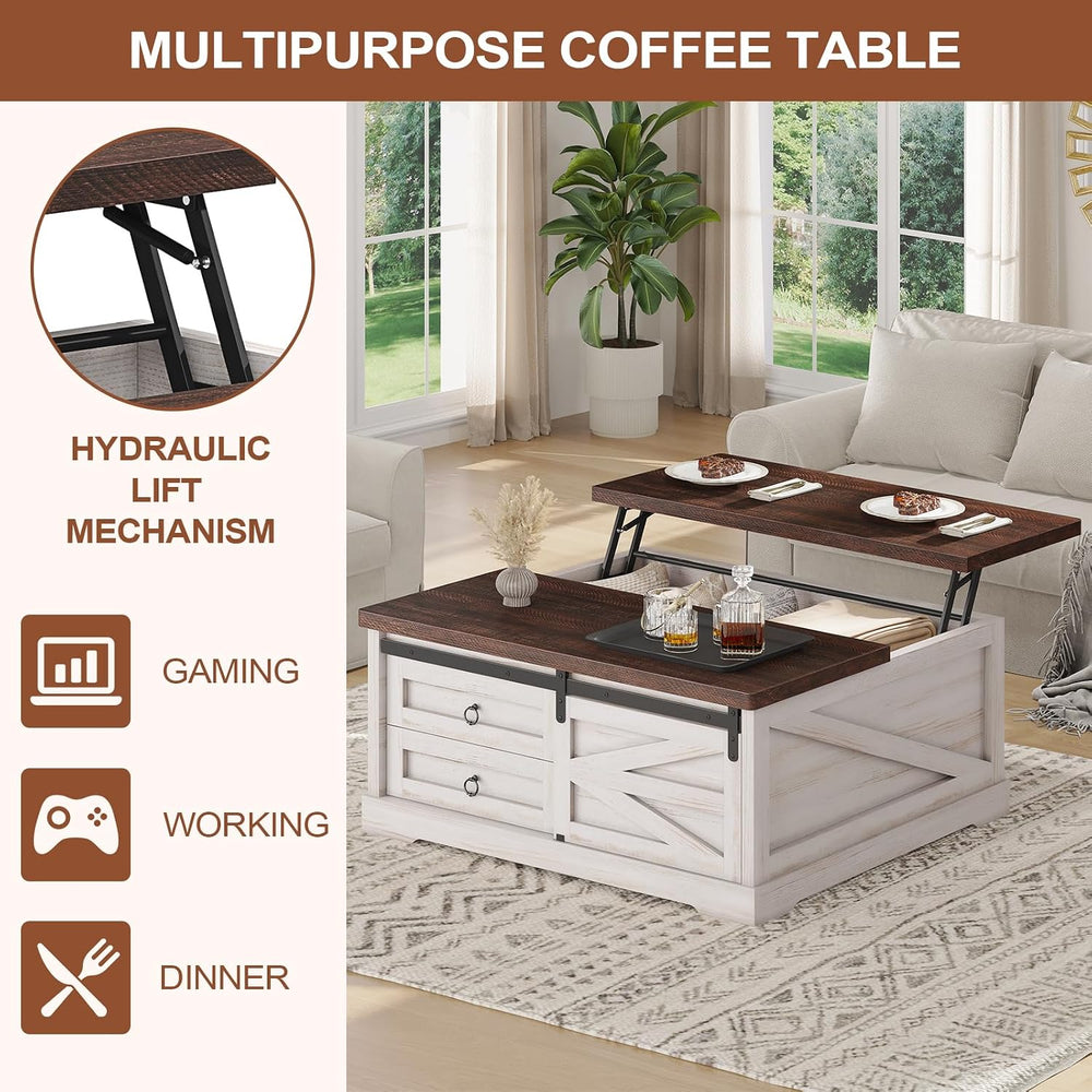Itaar 39.4'' Lift Top Coffee Table with Storage, Farmhouse Coffee Tab...
