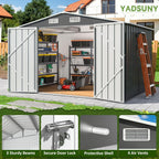 8x10 FT Outdoor Storage Shed, Metal Garden Tool Shed with Updated Frame Structure and Lockable Doors, Ideal for Backyard Garden Patio Lawn, Grey