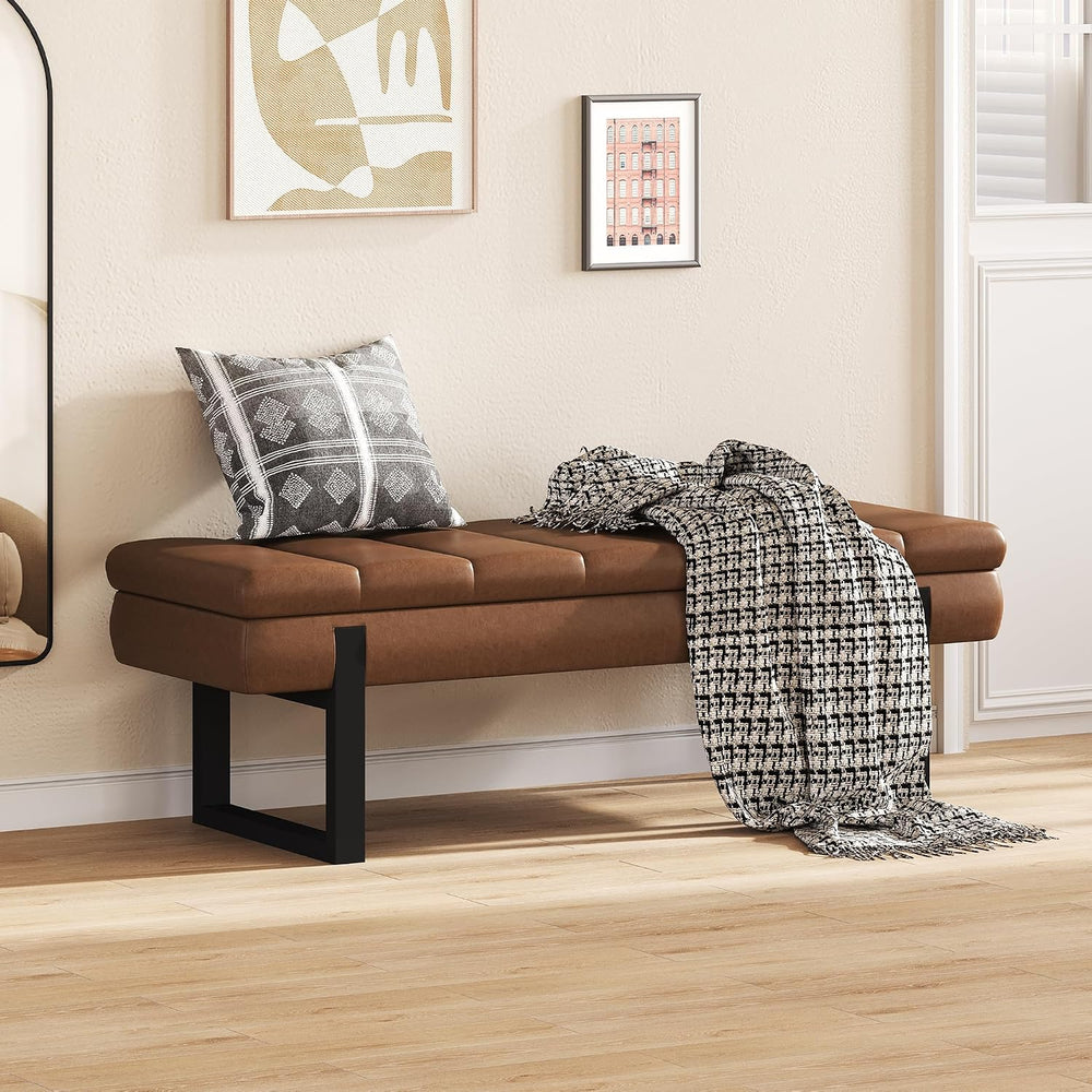 Breakfast Nook Bench 52" Storage Ottoman Bench Backless | End of Bed Ben...